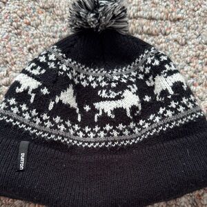 Burton mens Black and White Reindeer winter Pom
 Beanie